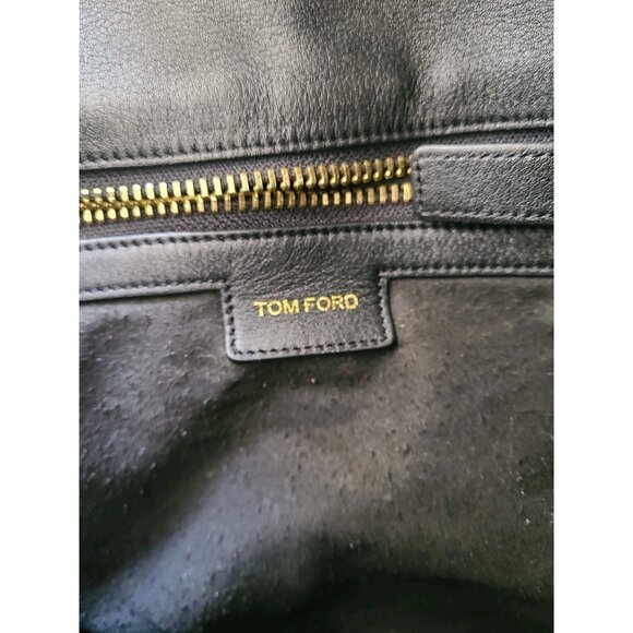 TOM FORD Black Leather Jennifer Double Zip Shoulder Bag Handbag Purse - Picture 8 of 16